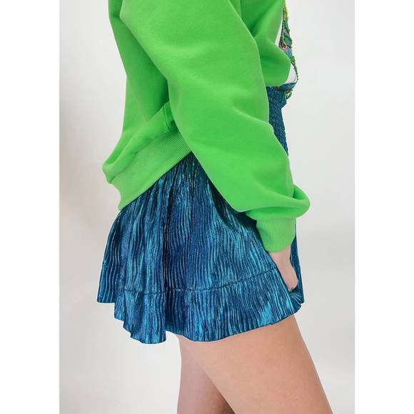 NEW QUEEN OF SPARKLES wavy swing shorts in teal - Picture 2 of 2